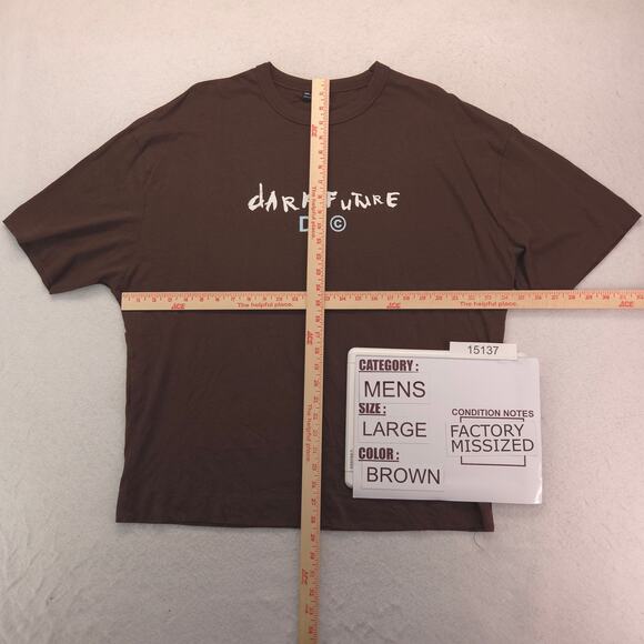 Asos Design Dark Future Crew Neck Graphic T-Shirt Mens Size Large L Brown - Picture 5 of 9